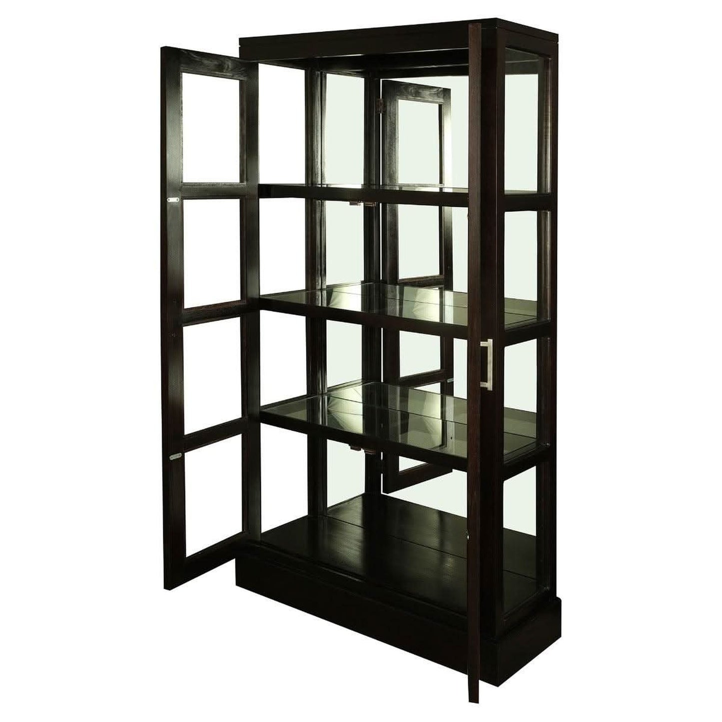 Paris Solid Mahogany Mirrored Back Display Cabinet in Chocolate - Chocolate Wood