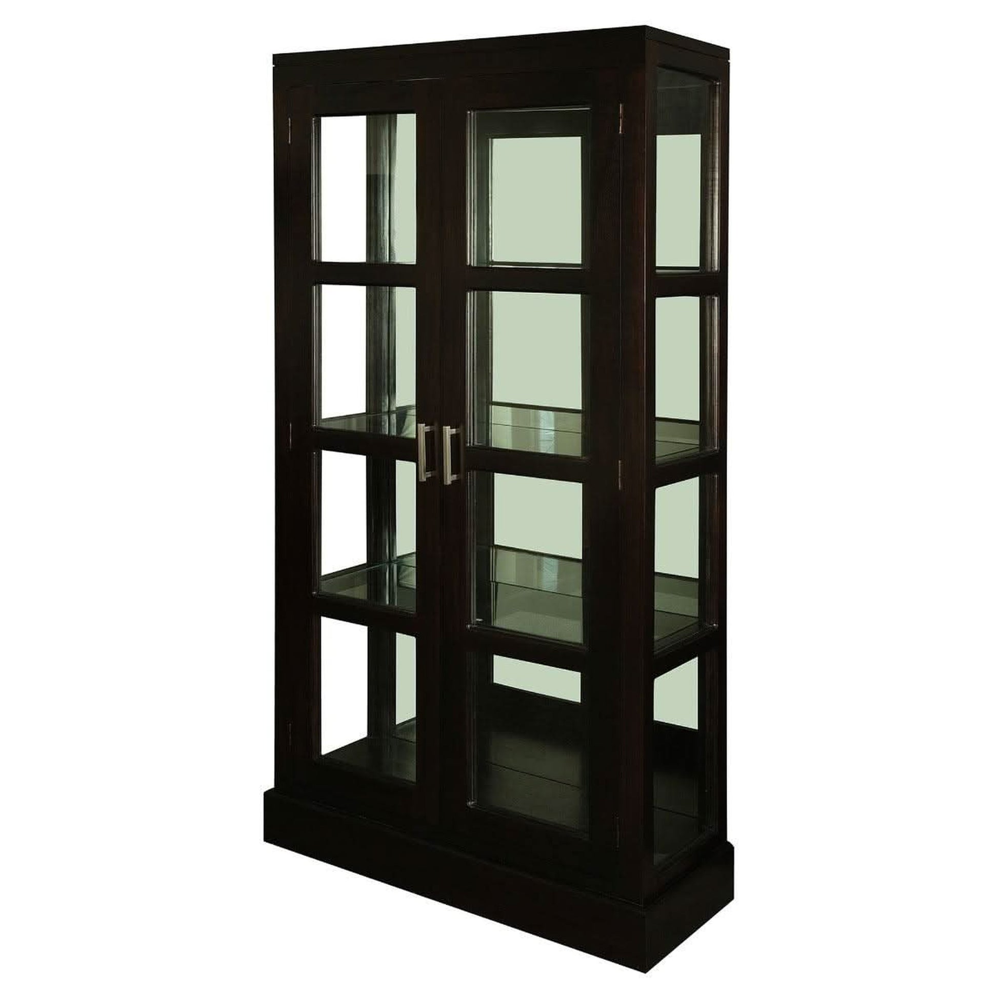 Paris Solid Mahogany Mirrored Back Display Cabinet in Chocolate - Chocolate Wood