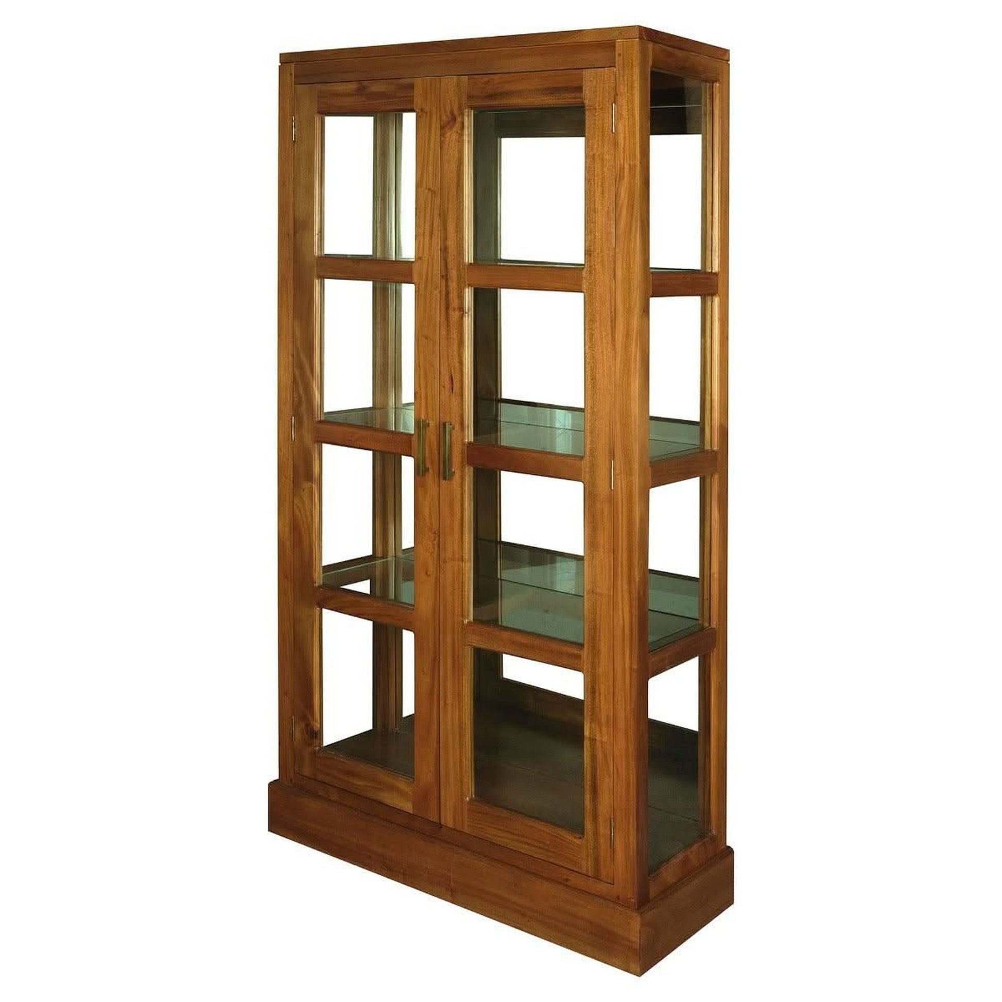 Paris Solid Mahogany Mirrored Back Display Cabinet in Light Pecan - Chocolate Wood