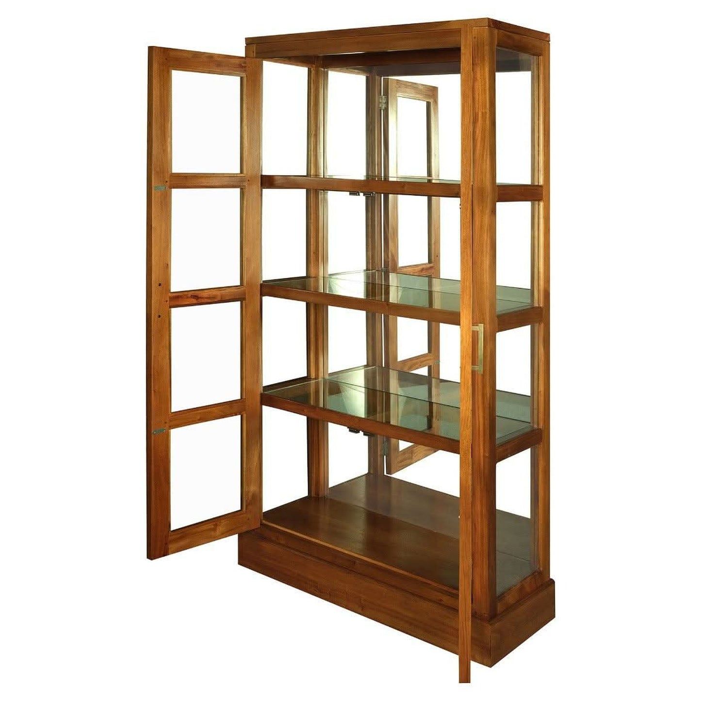 Paris Solid Mahogany Mirrored Back Display Cabinet in Light Pecan - Chocolate Wood
