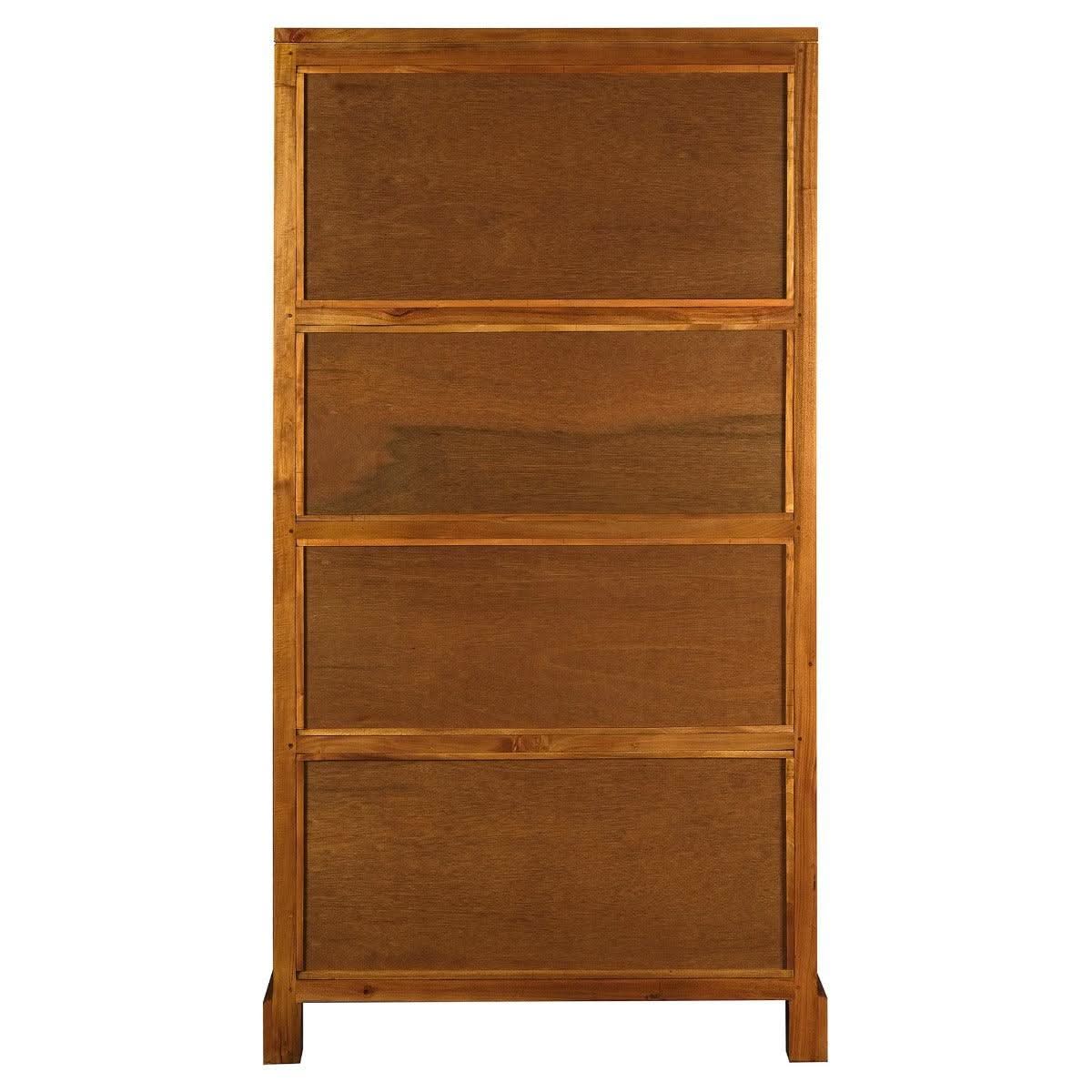 PARIS SOLID MAHOGANY TIMBER MIRRORED BACK DISPLAY CABINET WITH 3 SHELVES - LIGHT PECAN - MyChocolateWood