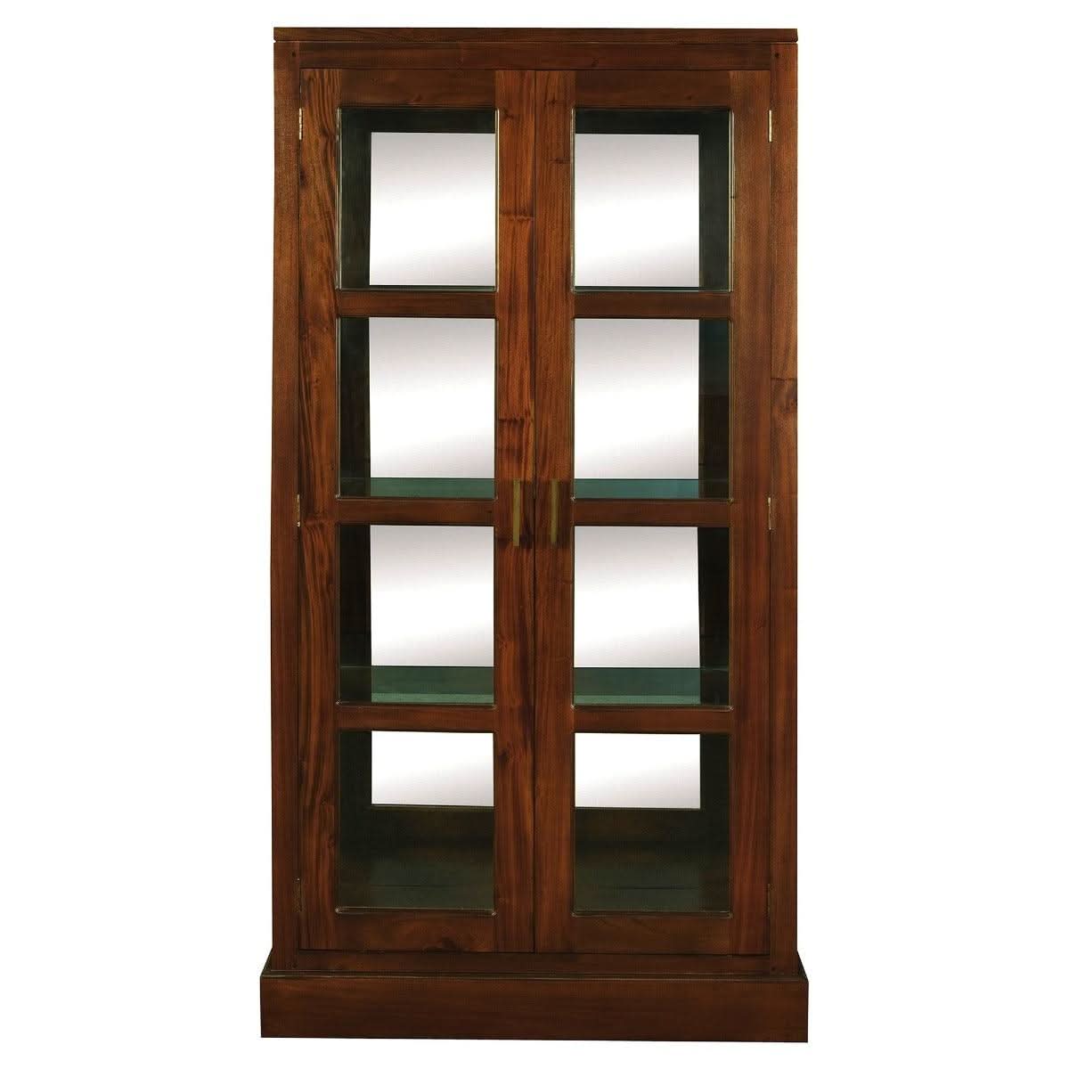 PARIS SOLID MAHOGANY TIMBER MIRRORED BACK DISPLAY CABINET WITH 3 SHELVES -MAHOGANY - MyChocolateWood