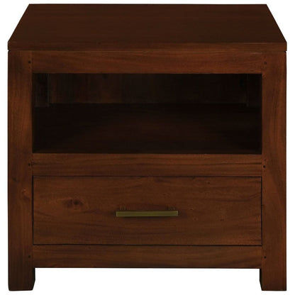 PARIS SOLID MAHOGANY TIMBER SINGLE DRAWER LAMP TABLE - MAHOGANY