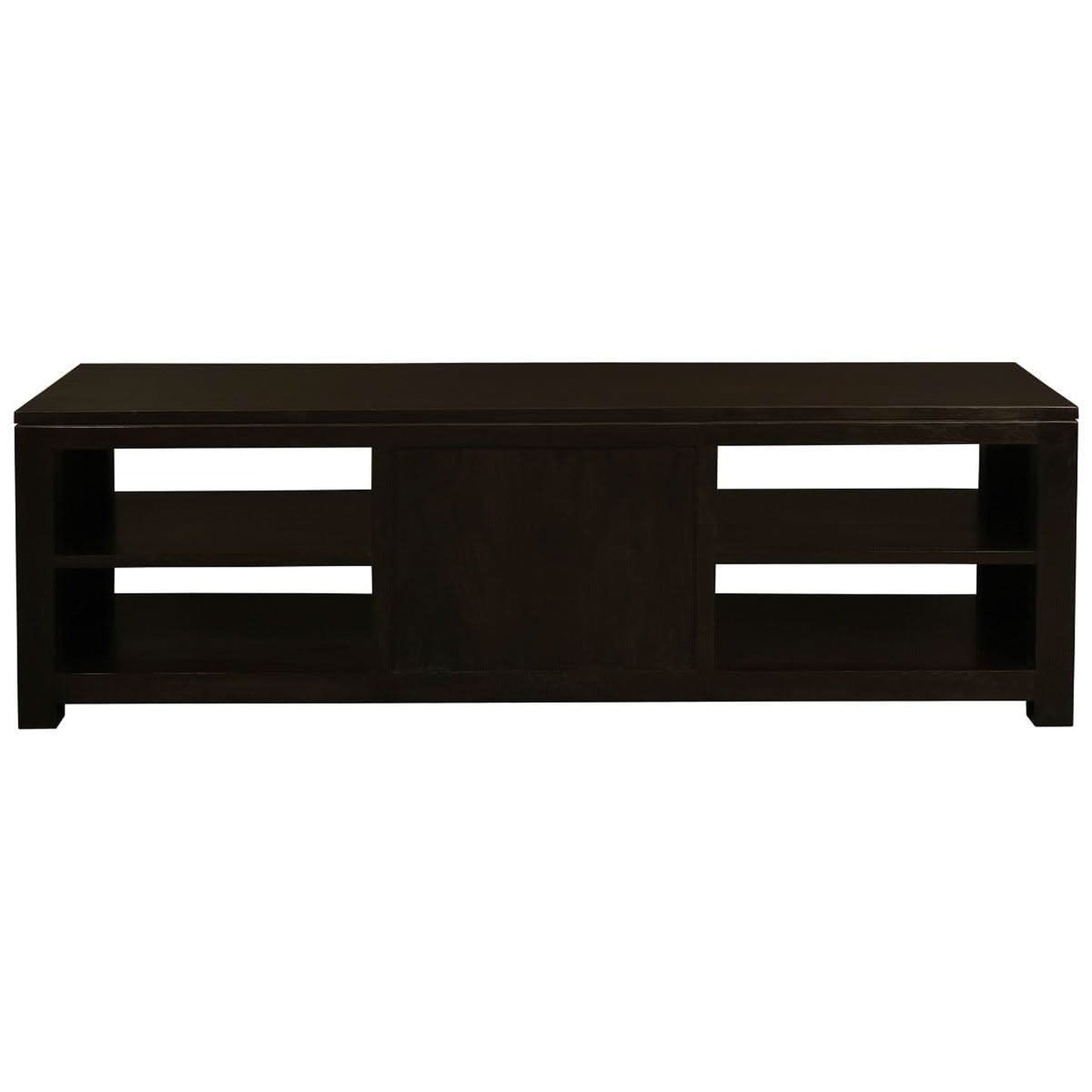 Paris Solid Mahogany TV Unit with 2 Drawers & 4 Shelves in Chocolate - Chocolate Wood