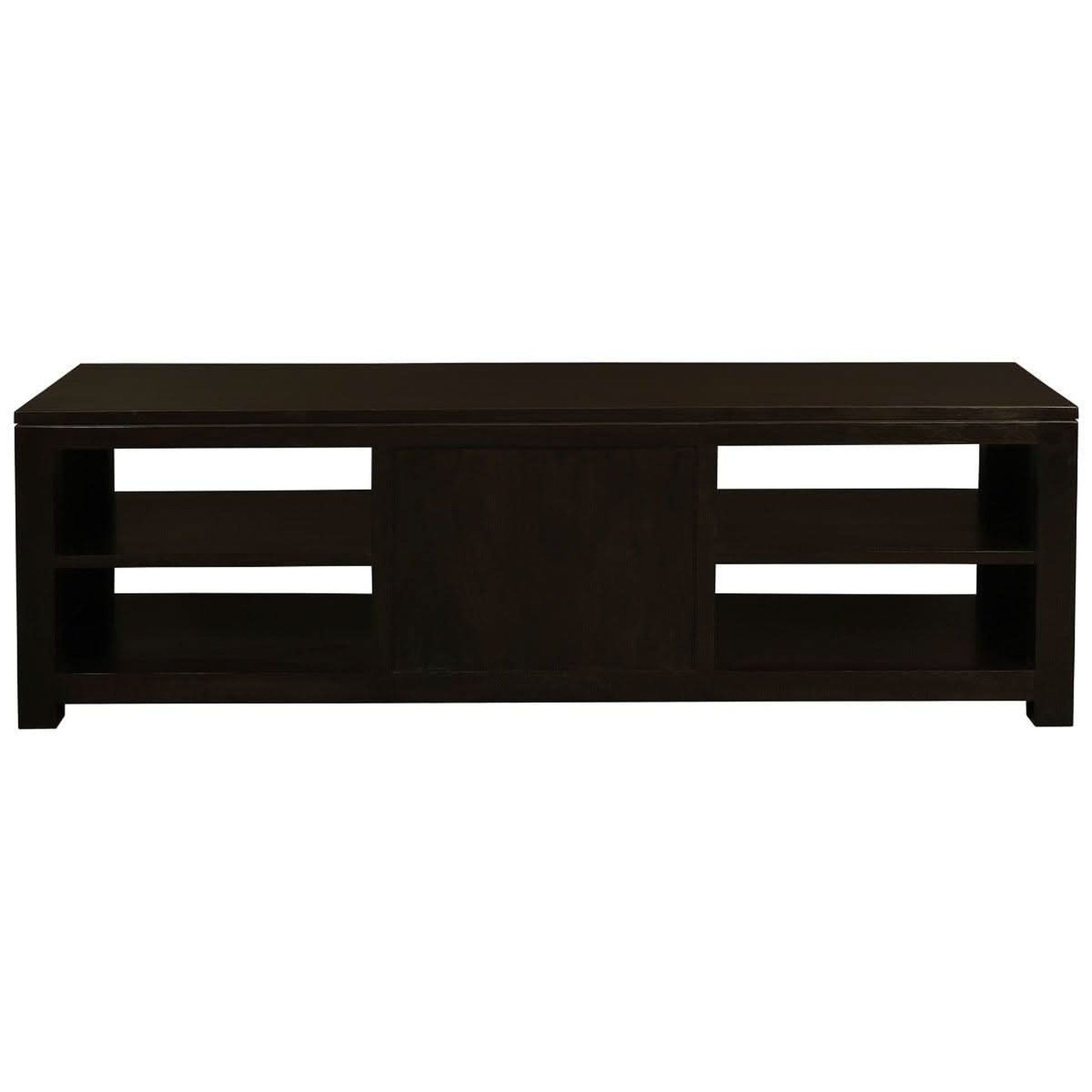 Paris Solid Mahogany TV Unit with 2 Drawers & 4 Shelves in Chocolate - Chocolate Wood