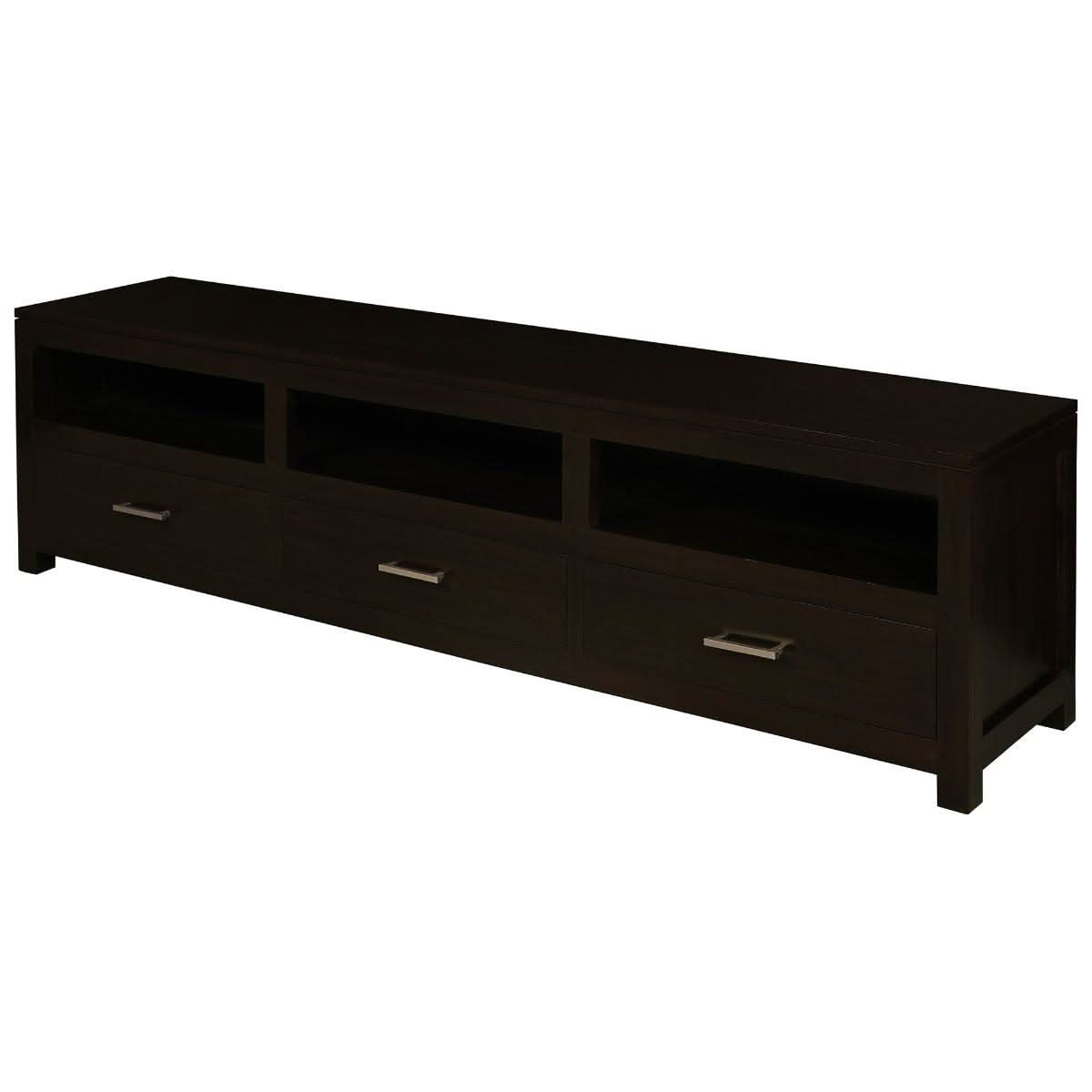 Paris Solid Mahogany TV Unit 190cm with 3 Drawers in Chocolate - Chocolate Wood