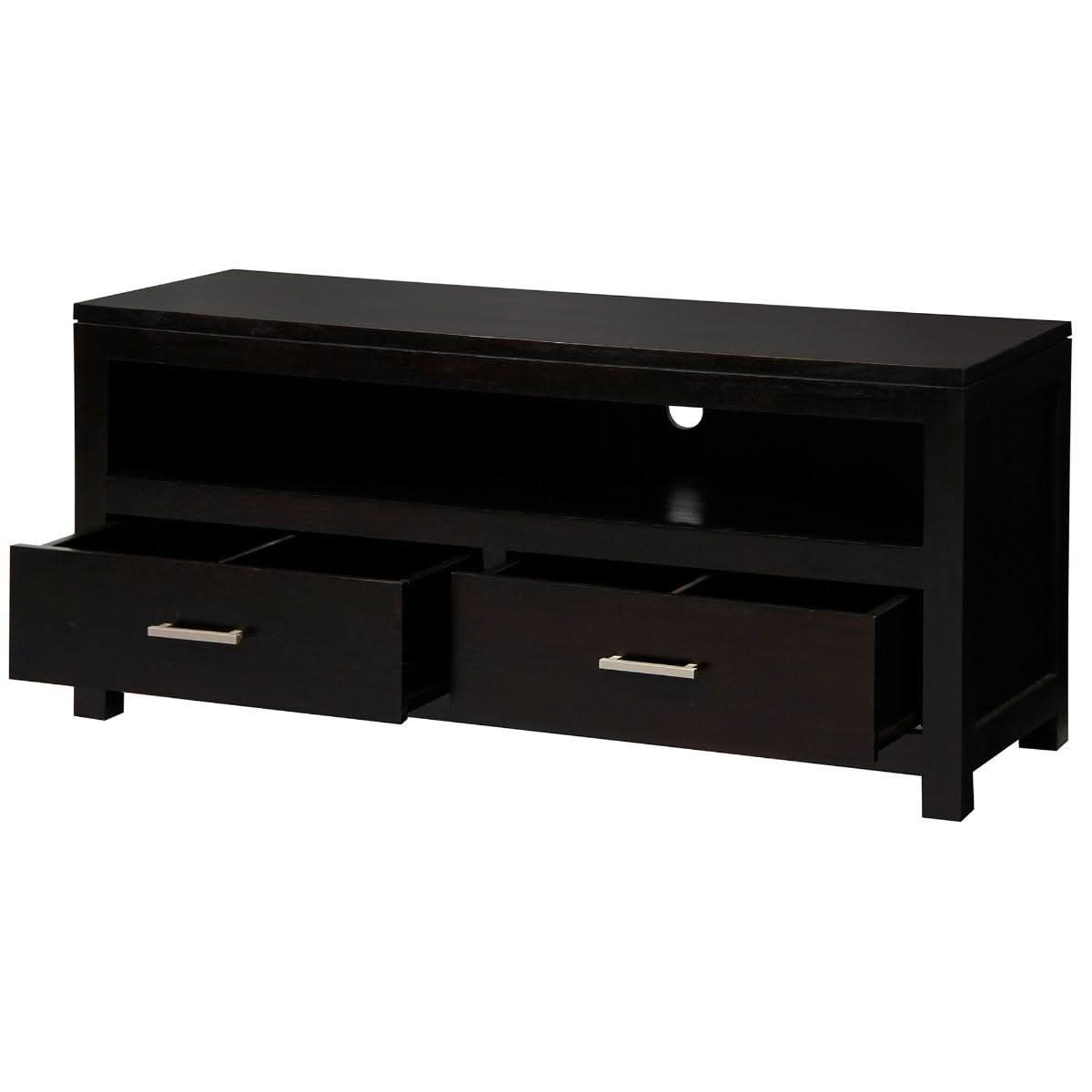Paris Solid Mahogany TV Unit 120cm with 2 Drawers in Chocolate - Chocolate Wood