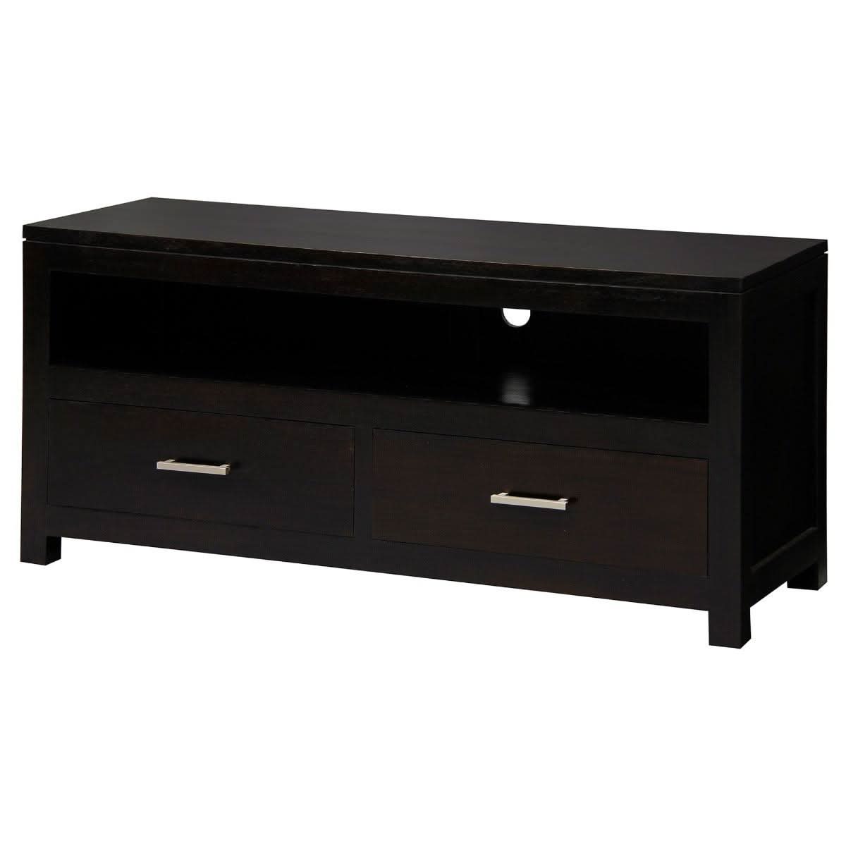 Paris Solid Mahogany TV Unit 120cm with 2 Drawers in Chocolate - Chocolate Wood