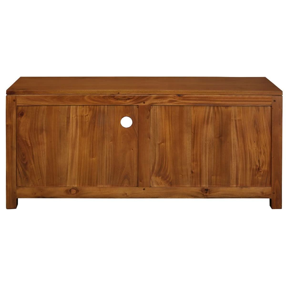 Paris Solid Mahogany TV Unit 120cm with 2 Drawers in Light Pecan - Chocolate Wood