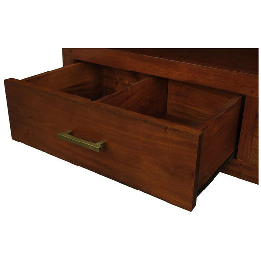 PARIS SOLID MAHOGANY TV UNIT WITH 2 DRAWERS IN MAHOGANY 120CM