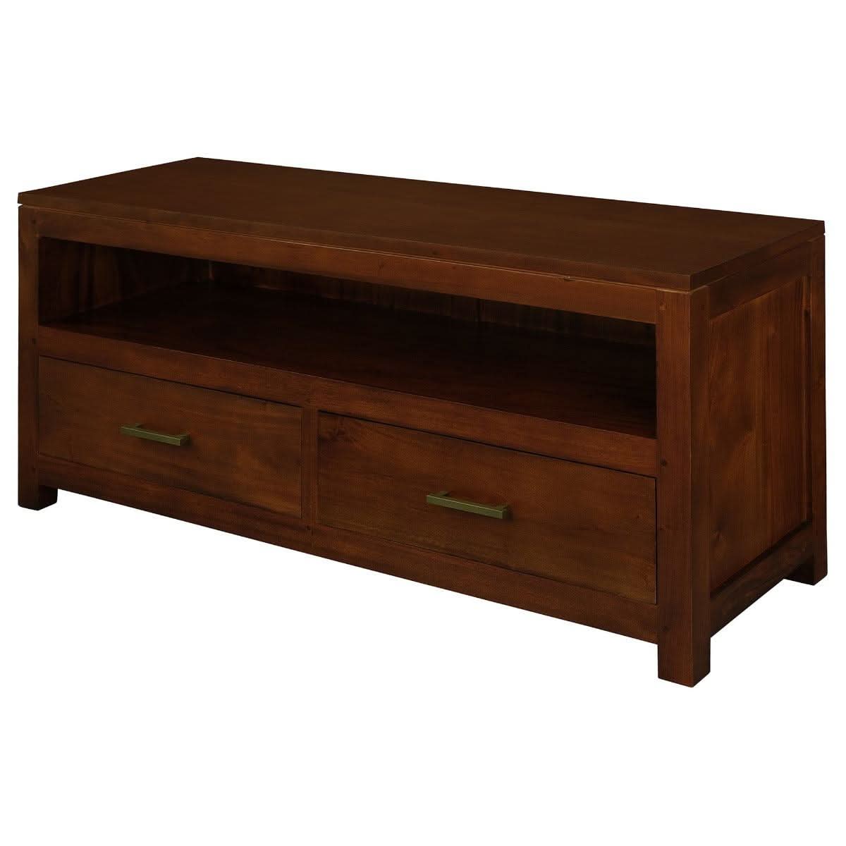 PARIS SOLID MAHOGANY TV UNIT WITH 2 DRAWERS IN MAHOGANY 120CM - MyChocolateWood