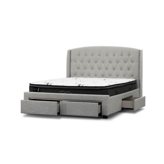 PASCAL HAMPTONS STYLE DOUBLE SIZE BED IN STONE - MyChocolateWood