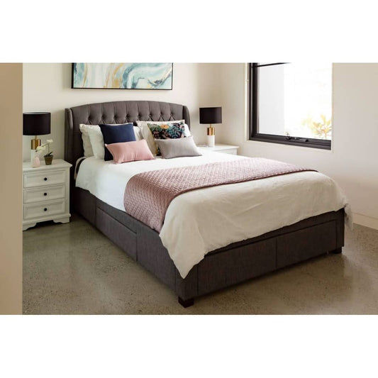 PASCAL HAMPTONS STYLE QUEEN SIZE BED IN DARK GREY - MyChocolateWood