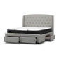 Pascal Hamptons Style Bed in Stone - Chocolate Wood