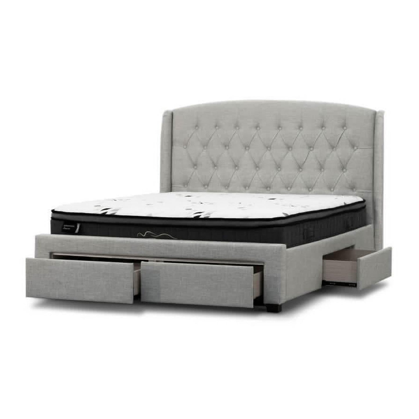 Pascal Hamptons Style Bed in Stone - Chocolate Wood