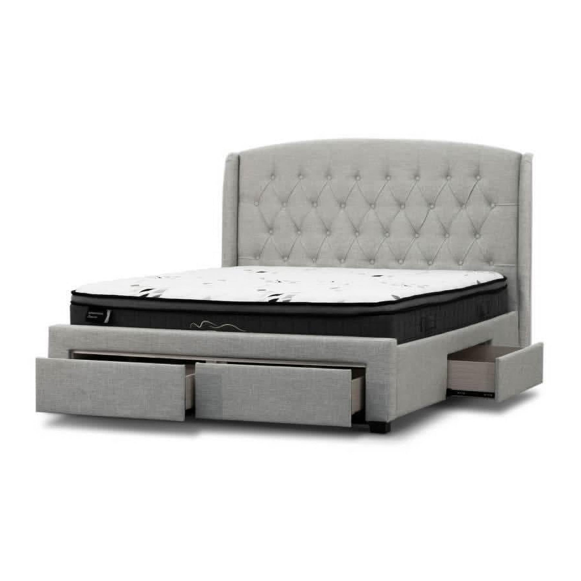 Pascal Hamptons Style Bed in Stone - Chocolate Wood