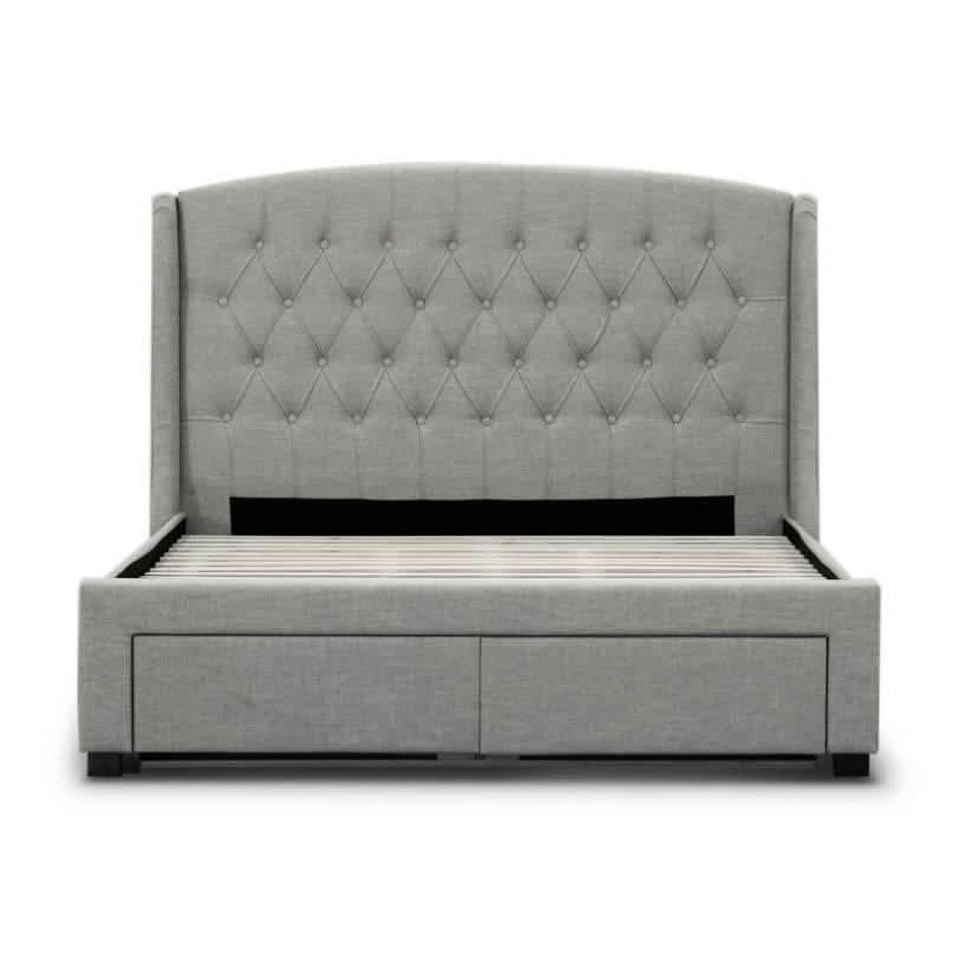 Pascal Hamptons Style Bed in Stone - Chocolate Wood