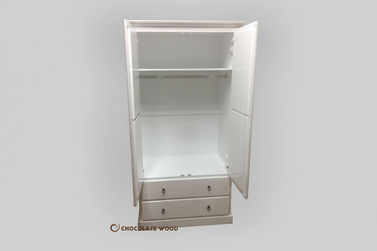 PAUDHA WHITE WARDROBE/ARMOIRE IN SOLID NZ PINE CUSTOM MADE - MyChocolateWood