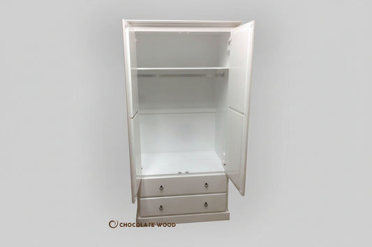 PAUDHA WHITE WARDROBE/ARMOIRE IN SOLID NZ PINE CUSTOM MADE - MyChocolateWood