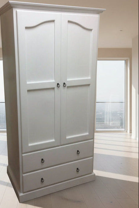 PAUDHA WHITE WARDROBE/ARMOIRE IN SOLID NZ PINE CUSTOM MADE - MyChocolateWood