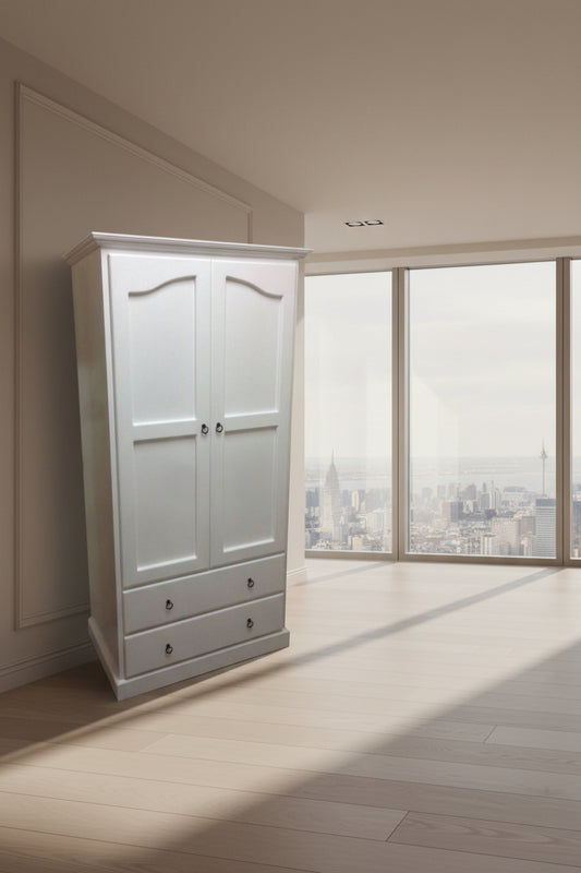 PAUDHA WHITE WARDROBE/ARMOIRE IN SOLID NZ PINE CUSTOM MADE - MyChocolateWood