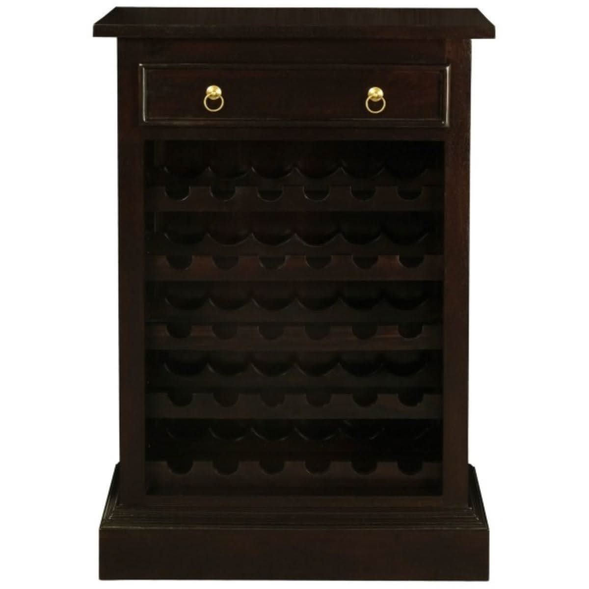 PEGASUS SOLID MAHOGANY TIMBER 30 BOTTLE WINERACK W/ 1 DRAWER- CHOCOLATE - MyChocolateWood