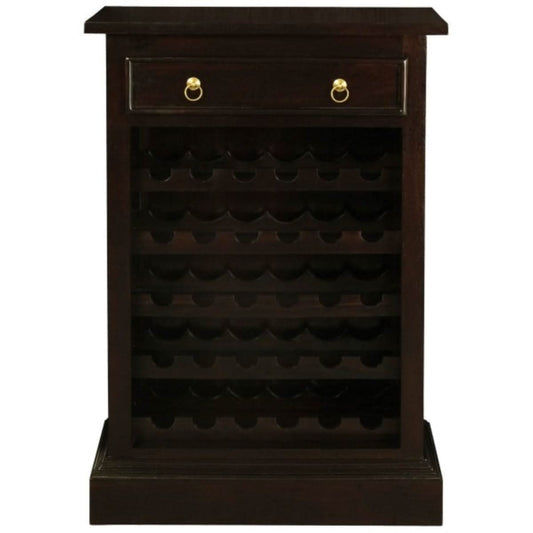 PEGASUS SOLID MAHOGANY TIMBER 30 BOTTLE WINERACK W/ 1 DRAWER- CHOCOLATE - MyChocolateWood