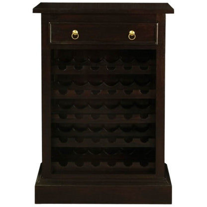 Pegasus Solid Mahogany 30 Bottle Winerack with 1 Drawer in Chocolate - Chocolate Wood