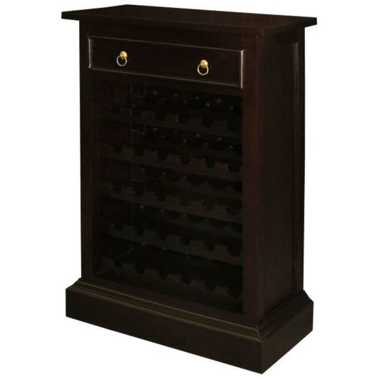 PEGASUS SOLID MAHOGANY TIMBER 30 BOTTLE WINERACK W/ 1 DRAWER- CHOCOLATE - MyChocolateWood