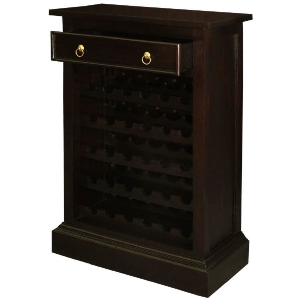 Pegasus Solid Mahogany 30 Bottle Winerack with 1 Drawer in Chocolate - Chocolate Wood