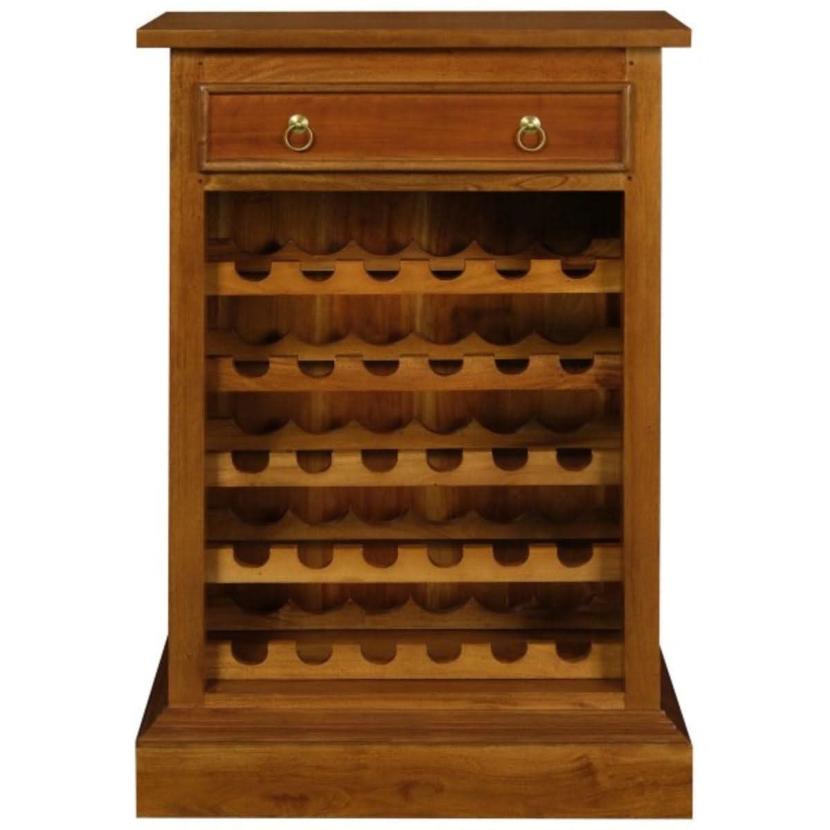 Pegasus Solid Mahogany 30 Bottle Winerack with 1 Drawer in Light Pecan - Chocolate Wood