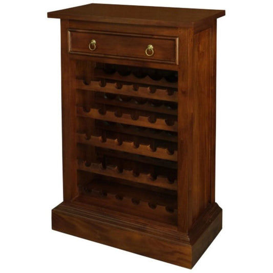 PEGASUS SOLID MAHOGANY TIMBER 30 BOTTLE WINERACK W/ 1 DRAWER - MAHOGANY