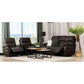 Persi Genuine Leather 3-Piece Lounge Suite in Brown - Chocolate Wood