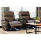 Persi Genuine Leather 3-Piece Lounge Suite in Brown - Chocolate Wood