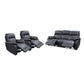 PERSI GENUINE LEATHER 3-SEATER + 2 SINGLE RECLINERS (ARMCHAIRS) SUITE GRAPHITE 3 PIECE LOUNGE SET - MyChocolateWood