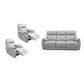 PERSI GENUINE LEATHER 3-SEATER + 2 SINGLE RECLINERS (ARMCHAIRS) SUITE SILVER 3 PIECE LOUNGE SET - MyChocolateWood