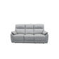 Persi Genuine Leather 3-Seater Sofa with 2 Power Recliners in Silver - Chocolate Wood