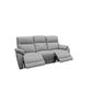 Persi Genuine Leather 3-Seater Sofa with 2 Power Recliners in Silver - Chocolate Wood