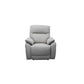 Persi Genuine Leather Single Recliner Armchair in Silver - Chocolate Wood