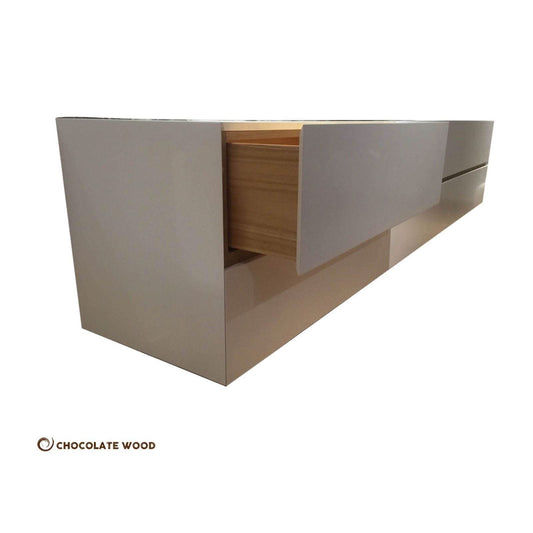 PETRA WALL MOUNTED TV/ENTERTAINMENT UNIT - IN WHITE POLYURETHANE