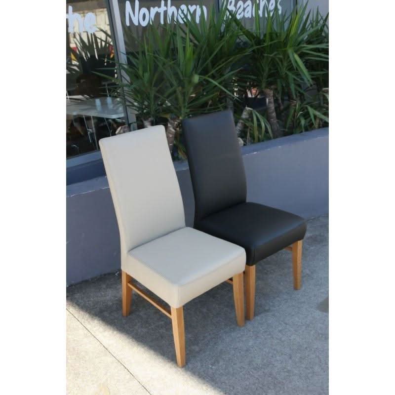 PHILIPPO TOP GRAIN LEATHER DINING ROOM CHAIR WITH AMERICAN OAK LEGS - MyChocolateWood