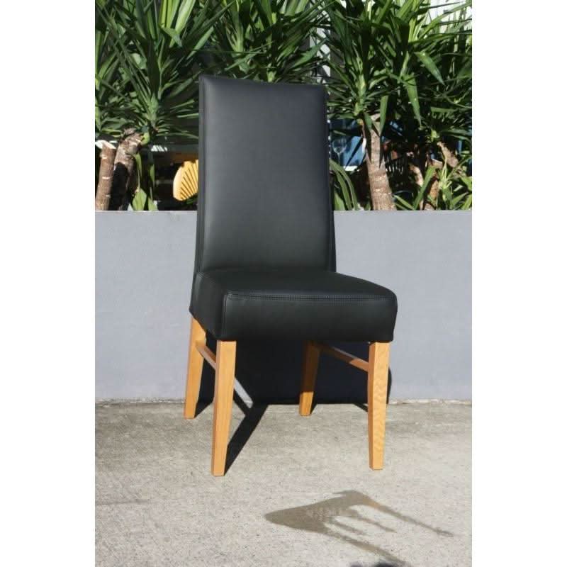 PHILIPPO TOP GRAIN LEATHER DINING ROOM CHAIR WITH AMERICAN OAK LEGS - MyChocolateWood