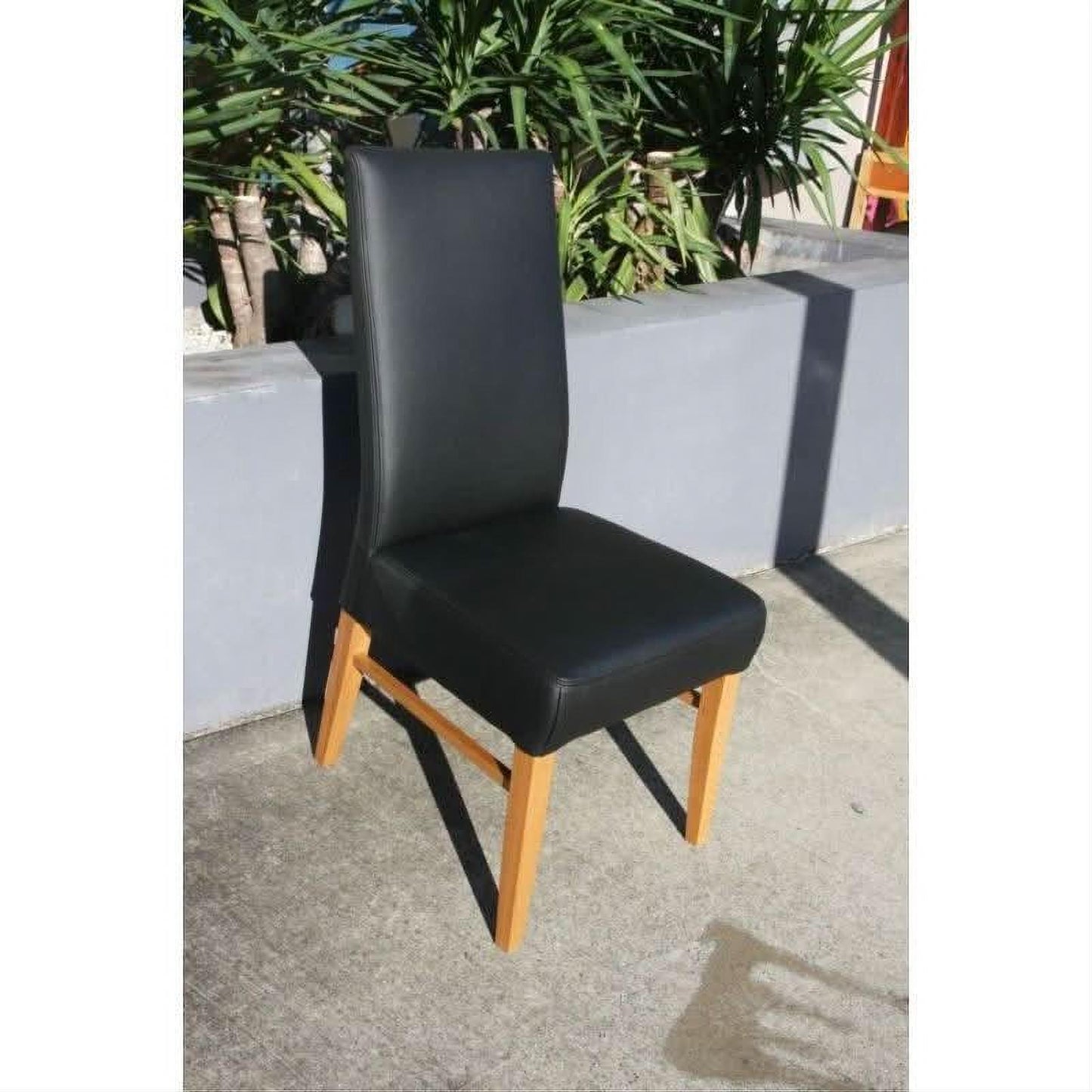 PHILIPPO TOP GRAIN LEATHER DINING ROOM CHAIR WITH AMERICAN OAK LEGS