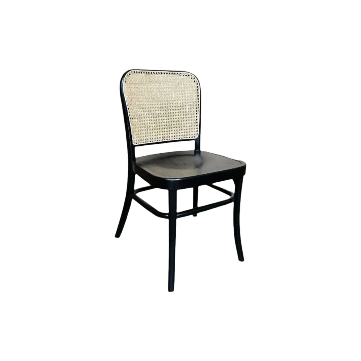 Phoenix Beechwood Dining Chair, Black Frame with Timber Seat - Chocolate Wood