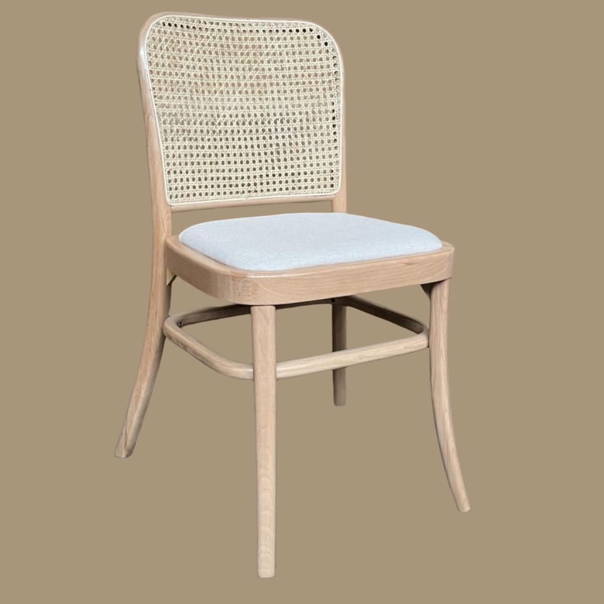 Phoenix Beechwood Dining Chair, Natural Frame with Fabric Seat - Chocolate Wood