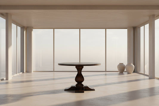 PHOENIX OLD ELMWOOD ROUND PEDESTAL DINING TABLE 140CM - MyChocolateWood