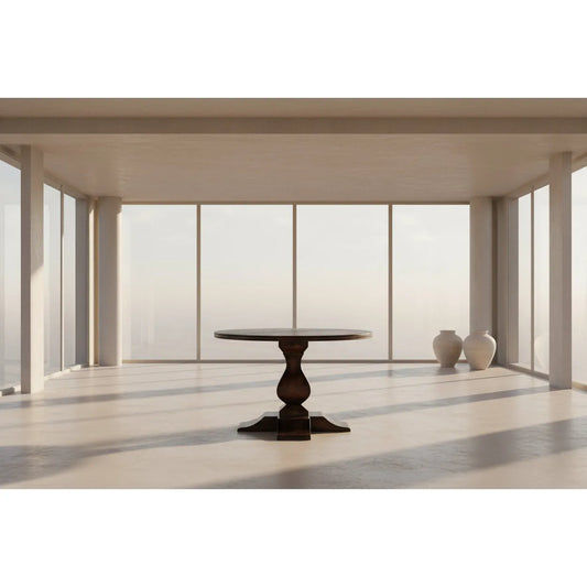 PHOENIX OLD ELMWOOD ROUND PEDESTAL DINING TABLE 140CM - MyChocolateWood