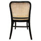Phoenix Beechwood Dining Chair, Black Frame with Rattan Back & Seat - Chocolate Wood