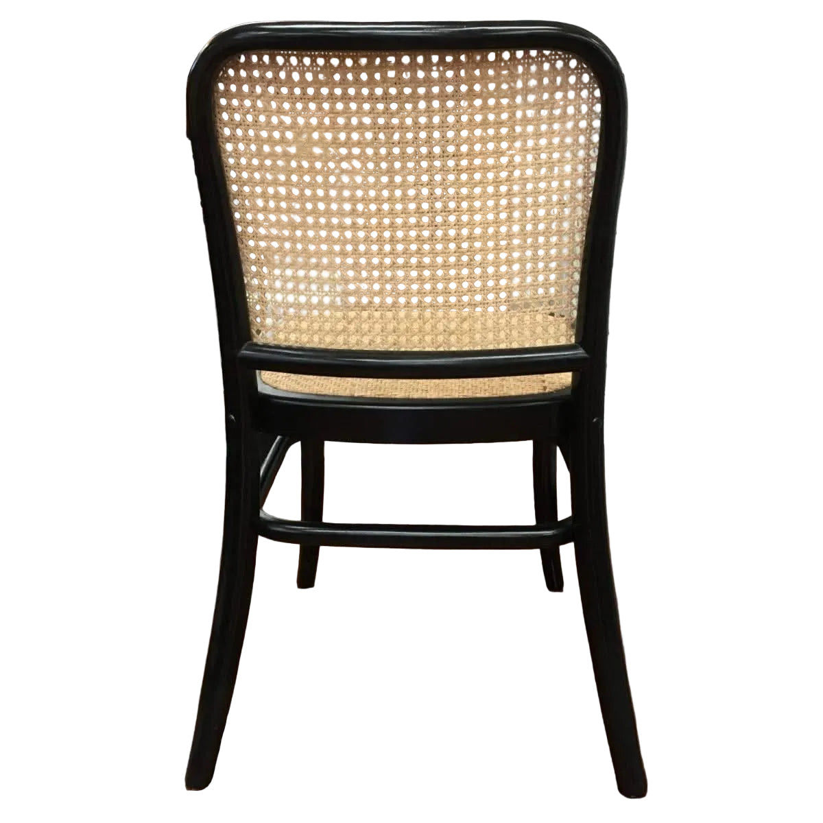 Phoenix Beechwood Dining Chair, Black Frame with Rattan Back & Seat - Chocolate Wood