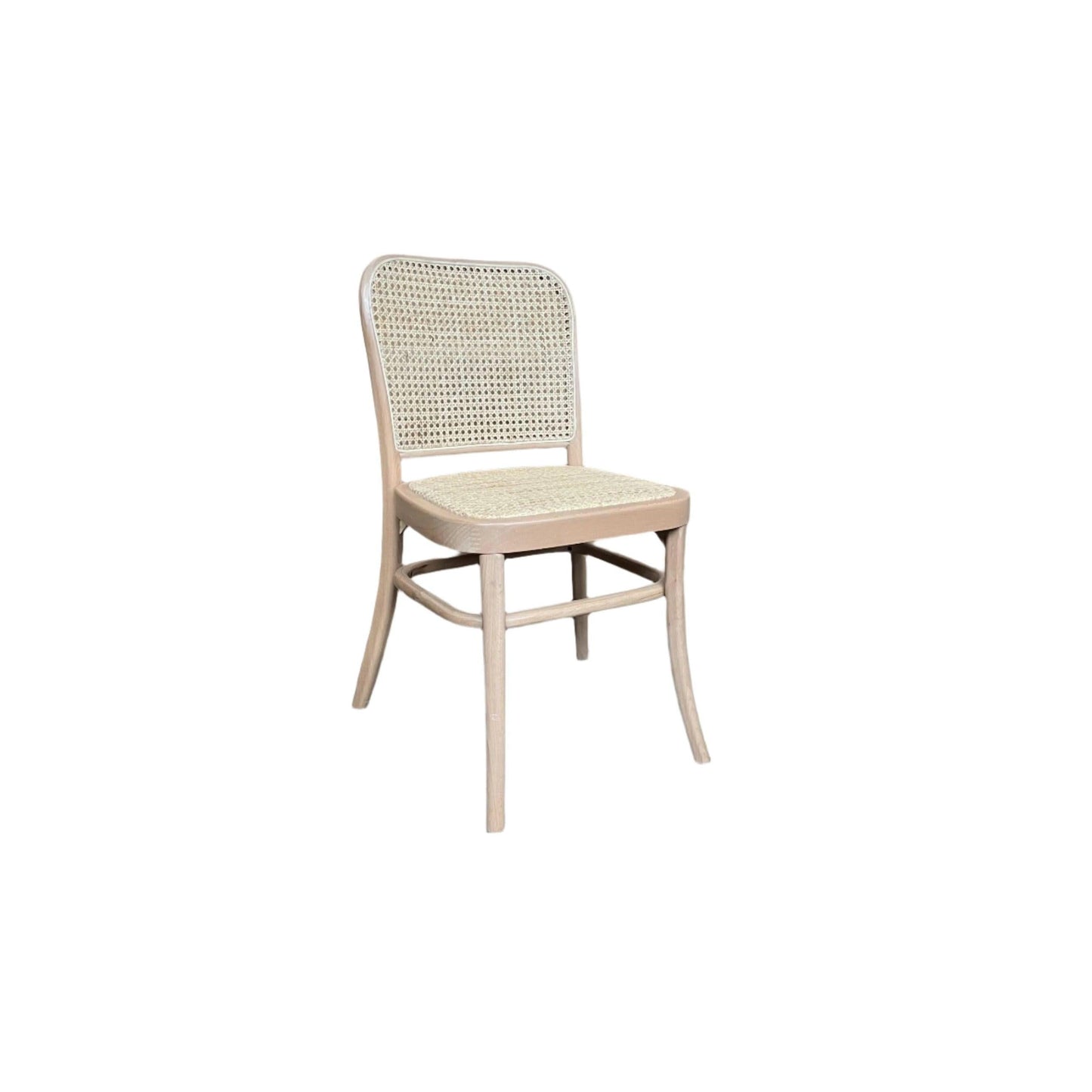 Phoenix Beechwood Dining Chair, Natural Frame with Rattan Back & Seat - Chocolate Wood